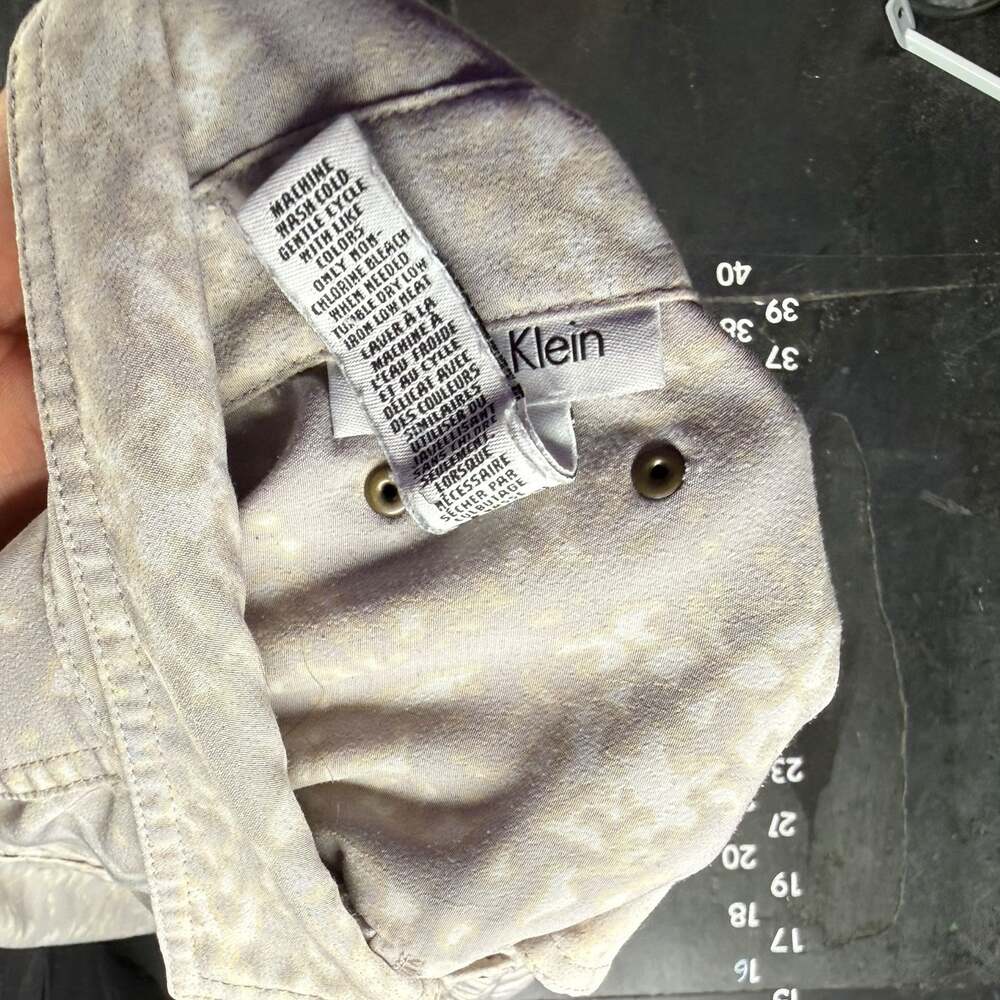 Calvin Klein Snakeskin Print Roll-Tab Sleeve Utility Button Down Shirt - Picture 3 of 3